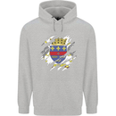 Torn Flag Saint Barthelemy Mens 80% Cotton Hoodie Sports Grey