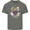 Torn Flag Saint Barthelemy Mens Cotton T-Shirt Tee Top Charcoal