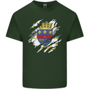 Torn Flag Saint Barthelemy Mens Cotton T-Shirt Tee Top Forest Green