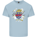 Torn Flag Saint Barthelemy Mens Cotton T-Shirt Tee Top Light Blue
