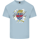 Torn Flag Saint Barthelemy Mens Cotton T-Shirt Tee Top Light Blue