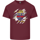 Torn Flag Saint Barthelemy Mens Cotton T-Shirt Tee Top Maroon