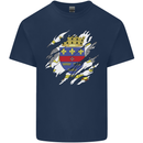 Torn Flag Saint Barthelemy Mens Cotton T-Shirt Tee Top Navy Blue