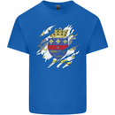 Torn Flag Saint Barthelemy Mens Cotton T-Shirt Tee Top Royal Blue