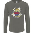 Torn Flag Saint Barthelemy Mens Long Sleeve T-Shirt Charcoal