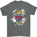 Torn Flag Saint Barthelemy Mens T-Shirt 100% Cotton Charcoal