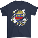 Torn Flag Saint Barthelemy Mens T-Shirt 100% Cotton Navy Blue