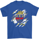 Torn Flag Saint Barthelemy Mens T-Shirt 100% Cotton Royal Blue
