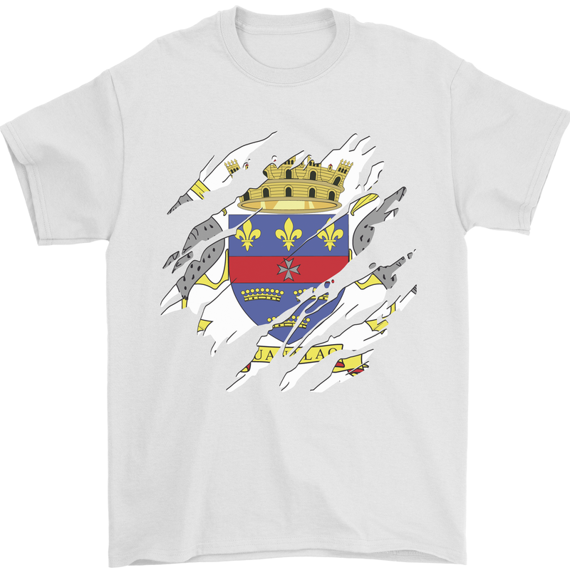 Torn Flag Saint Barthelemy Mens T-Shirt 100% Cotton White