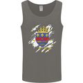 Torn Flag Saint Barthelemy Mens Vest Tank Top Charcoal