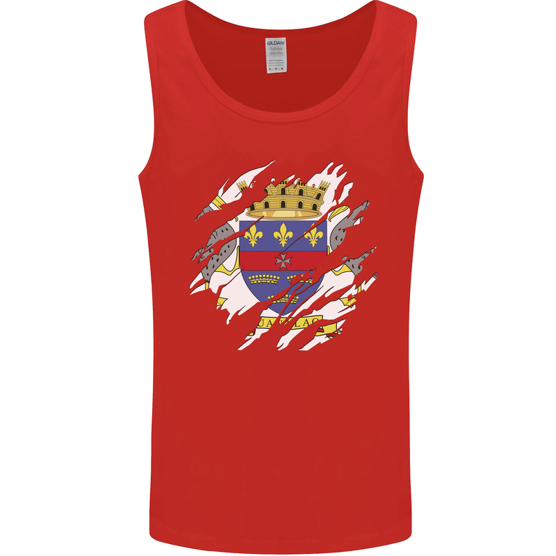 Torn Flag Saint Barthelemy Mens Vest Tank Top Red