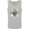 Torn Flag Saint Barthelemy Mens Vest Tank Top Sports Grey