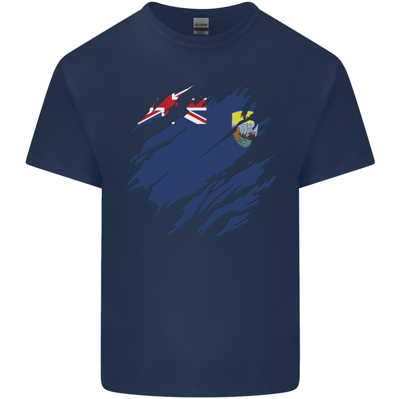 Torn Flag Saint Helena Kids T-Shirt Childrens Navy Blue