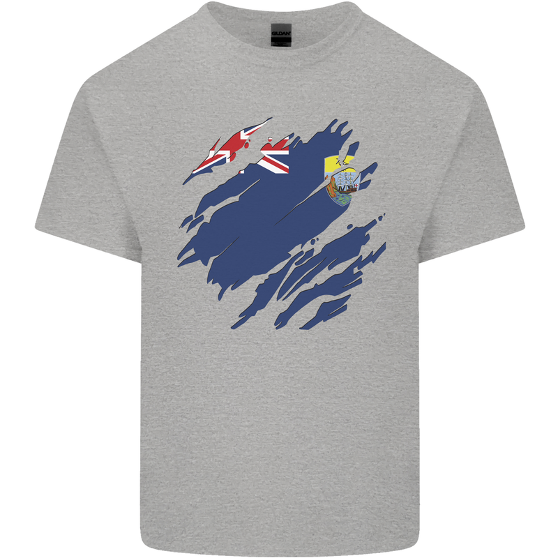 Torn Flag Saint Helena Kids T-Shirt Childrens Sports Grey