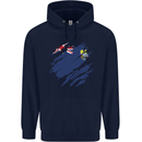 Torn Flag Saint Helena Mens 80% Cotton Hoodie Navy Blue