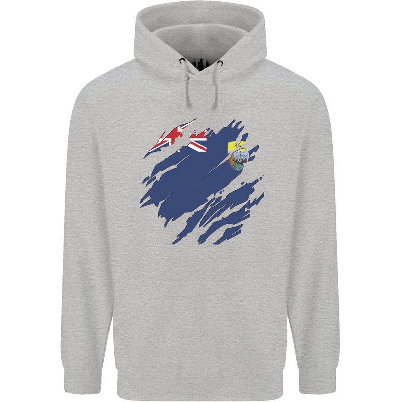 Torn Flag Saint Helena Mens 80% Cotton Hoodie Sports Grey