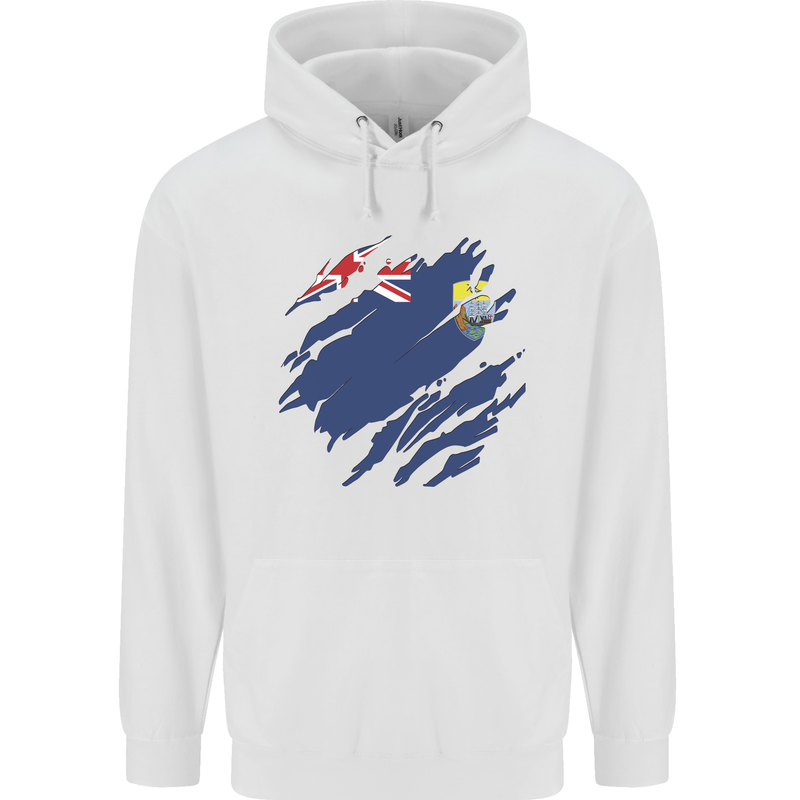 Torn Flag Saint Helena Mens 80% Cotton Hoodie White