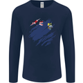 Torn Flag Saint Helena Mens Long Sleeve T-Shirt Navy Blue
