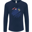 Torn Flag Saint Helena Mens Long Sleeve T-Shirt Navy Blue