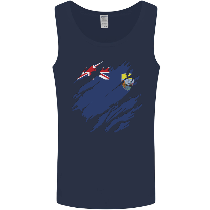Torn Flag Saint Helena Mens Vest Tank Top Navy Blue