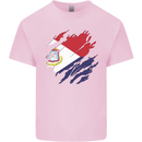 Torn Flag Saint Martin Kids T-Shirt Childrens Light Pink