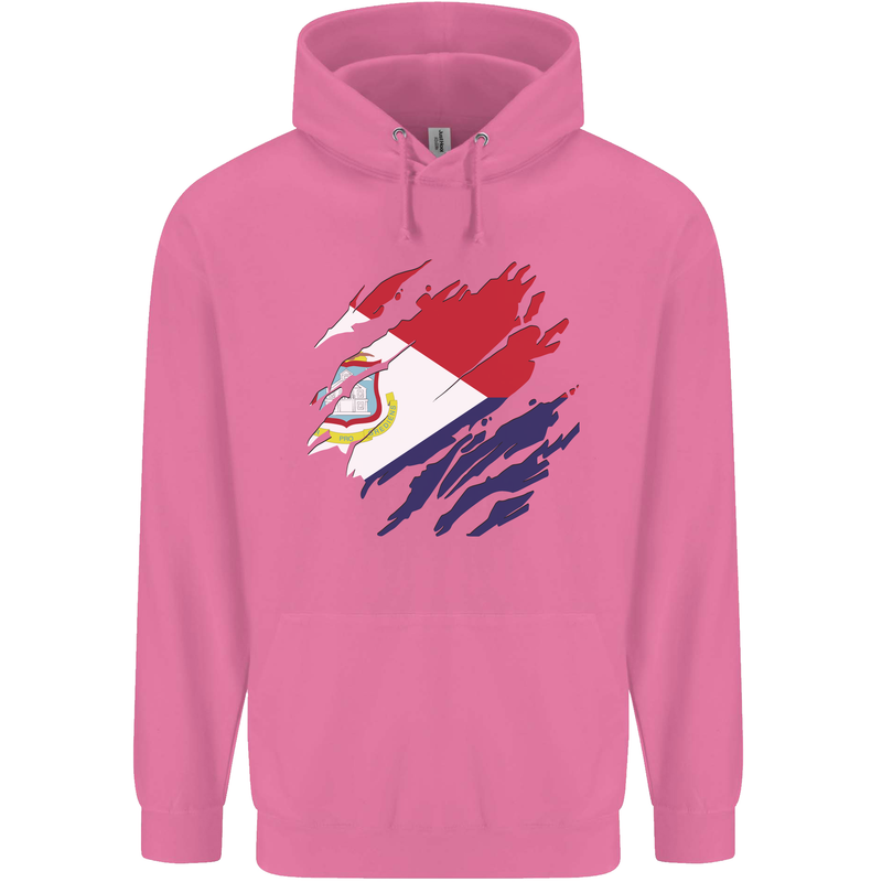 Torn Flag Saint Martin Mens 80% Cotton Hoodie Azelea