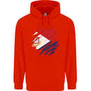 Torn Flag Saint Martin Mens 80% Cotton Hoodie Bright Red