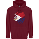 Torn Flag Saint Martin Mens 80% Cotton Hoodie Maroon