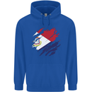 Torn Flag Saint Martin Mens 80% Cotton Hoodie Royal Blue