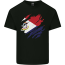 Torn Flag Saint Martin Mens Cotton T-Shirt Tee Top Black