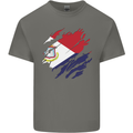 Torn Flag Saint Martin Mens Cotton T-Shirt Tee Top Charcoal