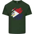 Torn Flag Saint Martin Mens Cotton T-Shirt Tee Top Forest Green