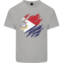 Torn Flag Saint Martin Mens Cotton T-Shirt Tee Top Sports Grey
