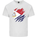 Torn Flag Saint Martin Mens Cotton T-Shirt Tee Top White