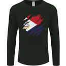 Torn Flag Saint Martin Mens Long Sleeve T-Shirt Black