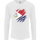 Torn Flag Saint Martin Mens Long Sleeve T-Shirt White