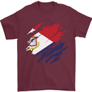 Torn Flag Saint Martin Mens T-Shirt 100% Cotton Maroon