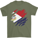 Torn Flag Saint Martin Mens T-Shirt 100% Cotton Military Green