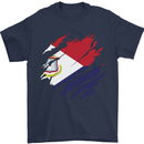 Torn Flag Saint Martin Mens T-Shirt 100% Cotton Navy Blue