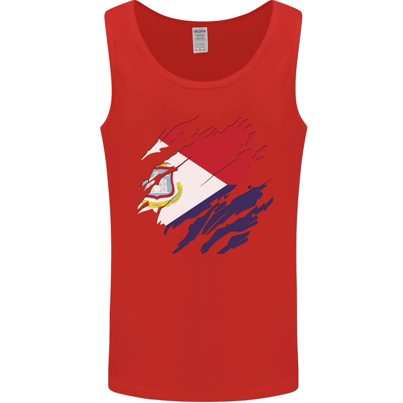 Torn Flag Saint Martin Mens Vest Tank Top Red