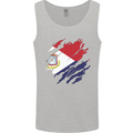 Torn Flag Saint Martin Mens Vest Tank Top Sports Grey