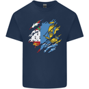 Torn Flag Saint Pierre and Miquelon Kids T-Shirt Childrens Navy Blue
