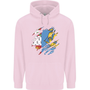 Torn Flag Saint Pierre and Miquelon Mens 80% Cotton Hoodie Light Pink