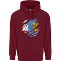 Torn Flag Saint Pierre and Miquelon Mens 80% Cotton Hoodie Maroon