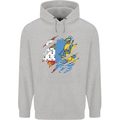 Torn Flag Saint Pierre and Miquelon Mens 80% Cotton Hoodie Sports Grey