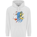 Torn Flag Saint Pierre and Miquelon Mens 80% Cotton Hoodie White