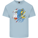 Torn Flag Saint Pierre and Miquelon Mens Cotton T-Shirt Tee Top Light Blue