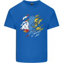 Torn Flag Saint Pierre and Miquelon Mens Cotton T-Shirt Tee Top Royal Blue