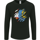 Torn Flag Saint Pierre and Miquelon Mens Long Sleeve T-Shirt Black