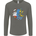 Torn Flag Saint Pierre and Miquelon Mens Long Sleeve T-Shirt Charcoal